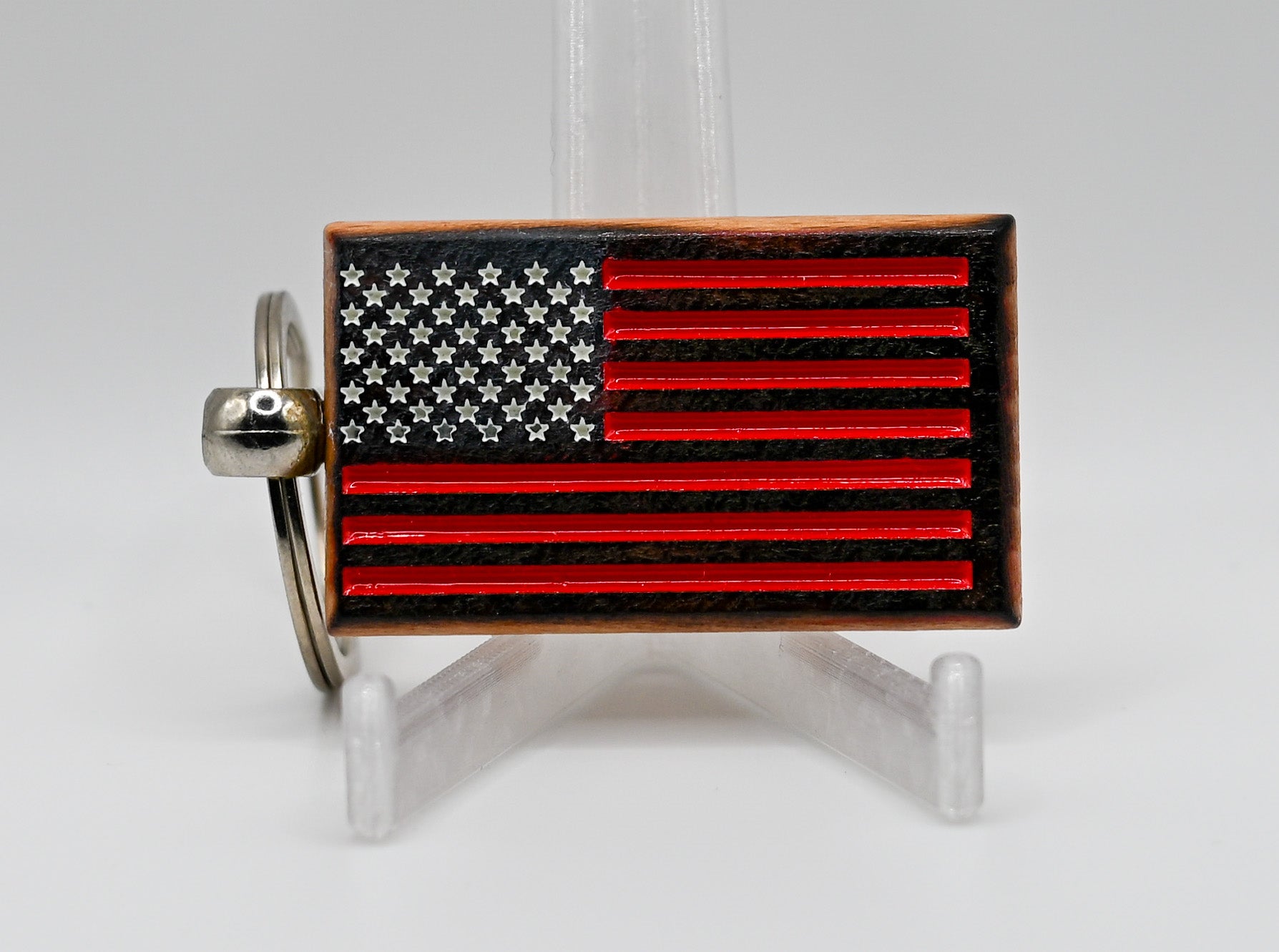 Laser Engraved Wood Keychain – American Flag