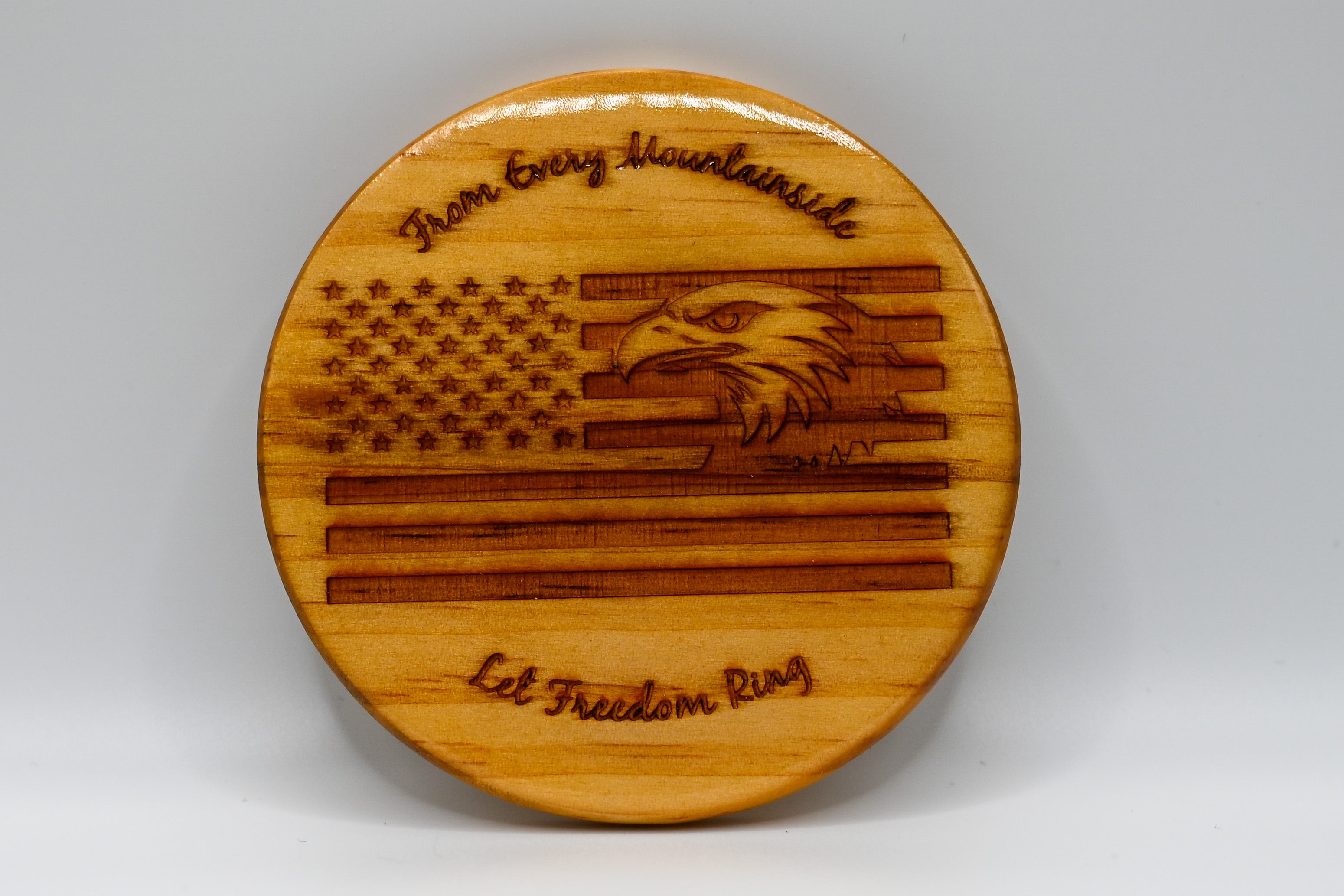 Let Freedom Ring – Laser Engraved Wood Coaster