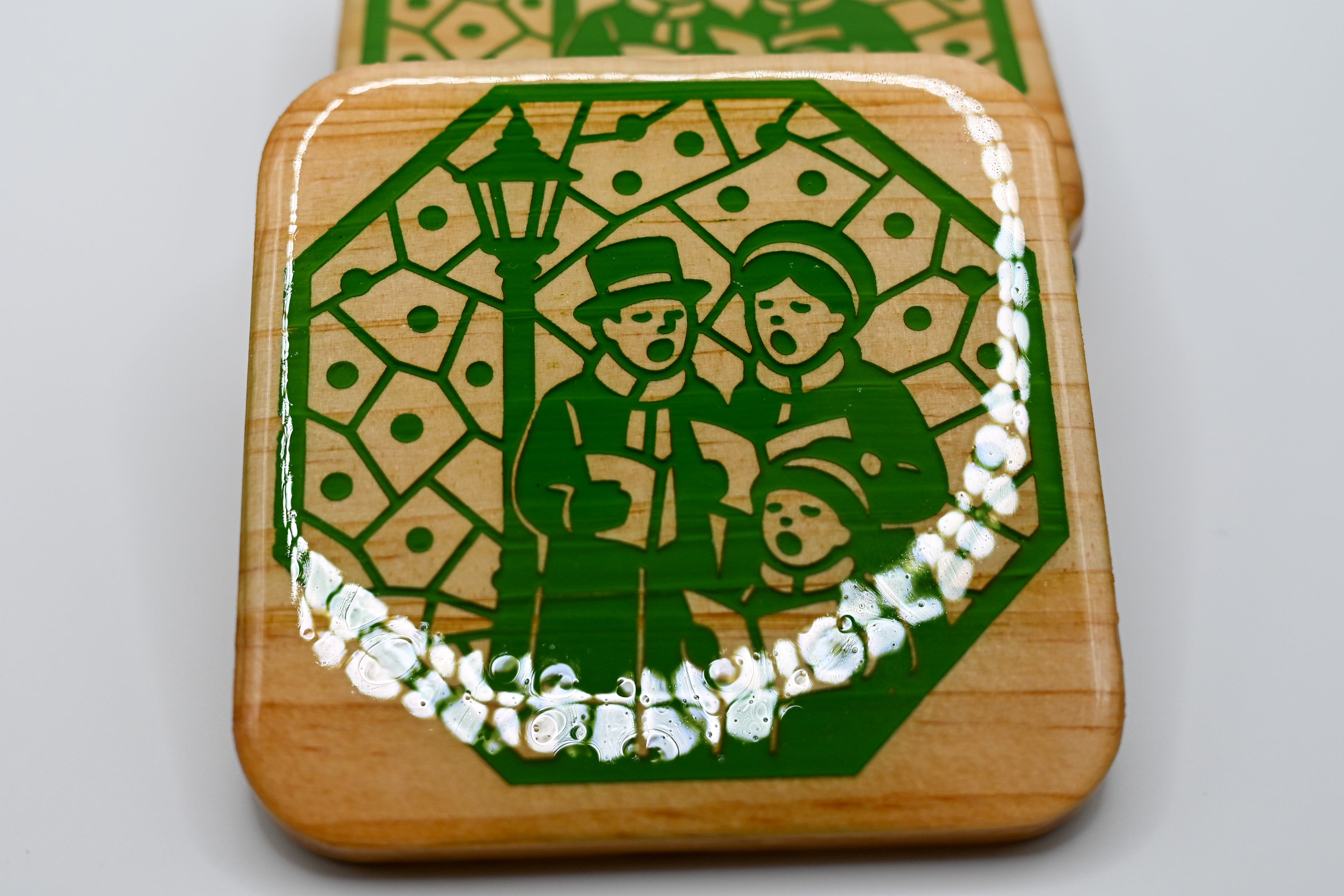 Christmas Carolers – Laser Engraved Wood Coaster