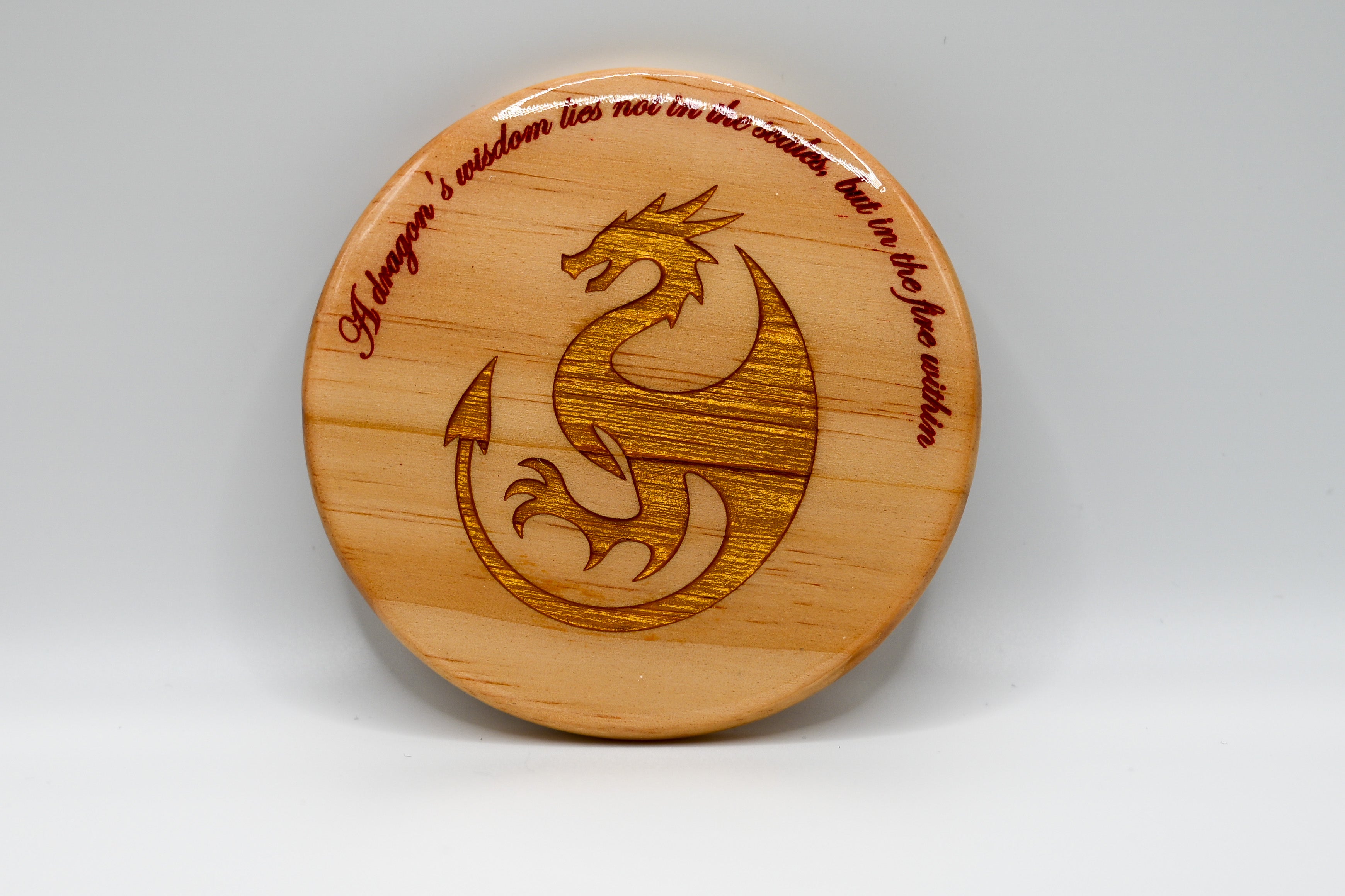 Dragon's Wisdom – Laser Engraved Wood Coaster