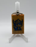 Laser Engraved Wood Keychain – Helmet Dragon (Blue)