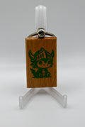 Laser Engraved Wood Keychain – Helmet Dragon (Green)