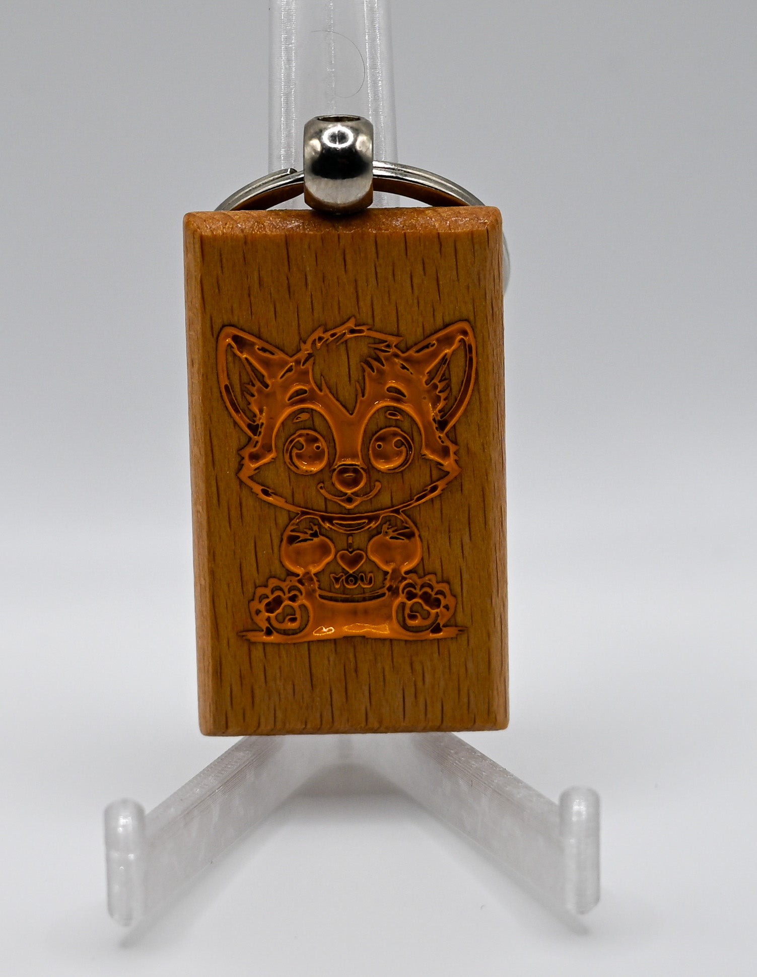 Laser Engraved Wood Keychain - I Love You Puppy