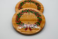 Merry Christmas Wreath Laser Engraved Wood Coaster
