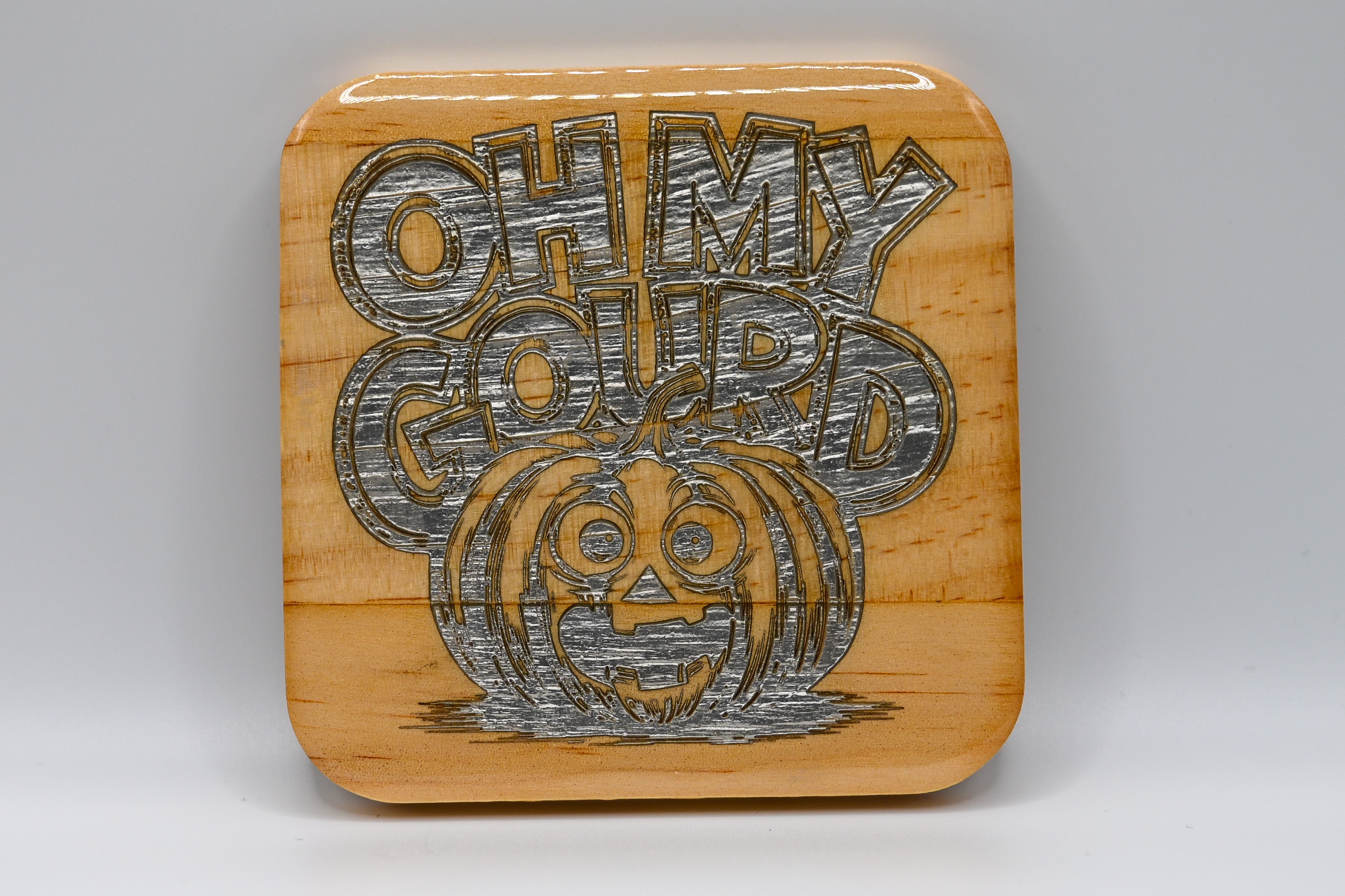 Oh My Gourd – Laser Engraved Wood Coaster