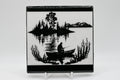 Fisherman Silhouette Laser Etched Ceramic Tile