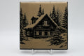 Snow Covered Cabin Laser Etched Ceramic Tile