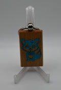 Laser Engraved Wood Keychain - Snowflake Fox (Light Blue)