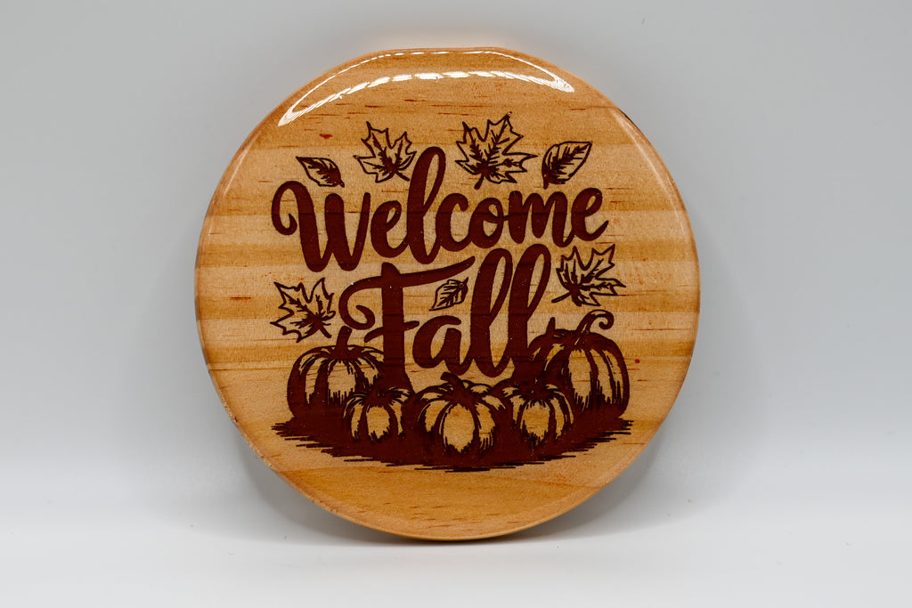 Welcome Fall – Laser Engraved Wood Coaster