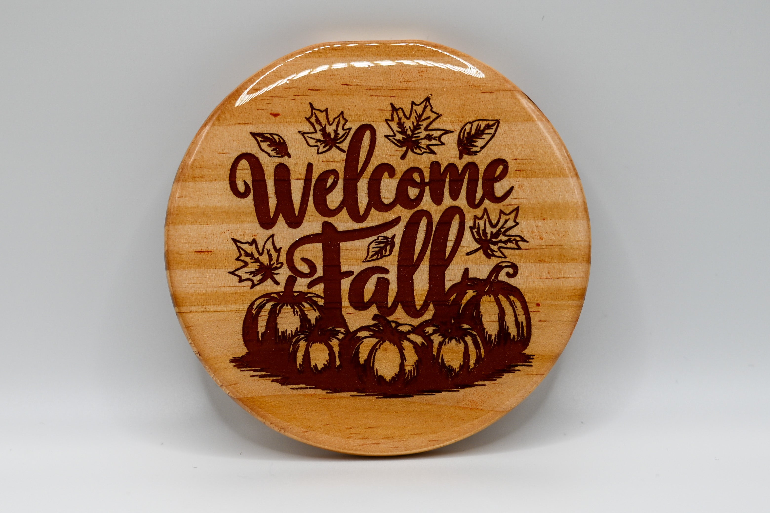 Welcome Fall – Laser Engraved Wood Coaster