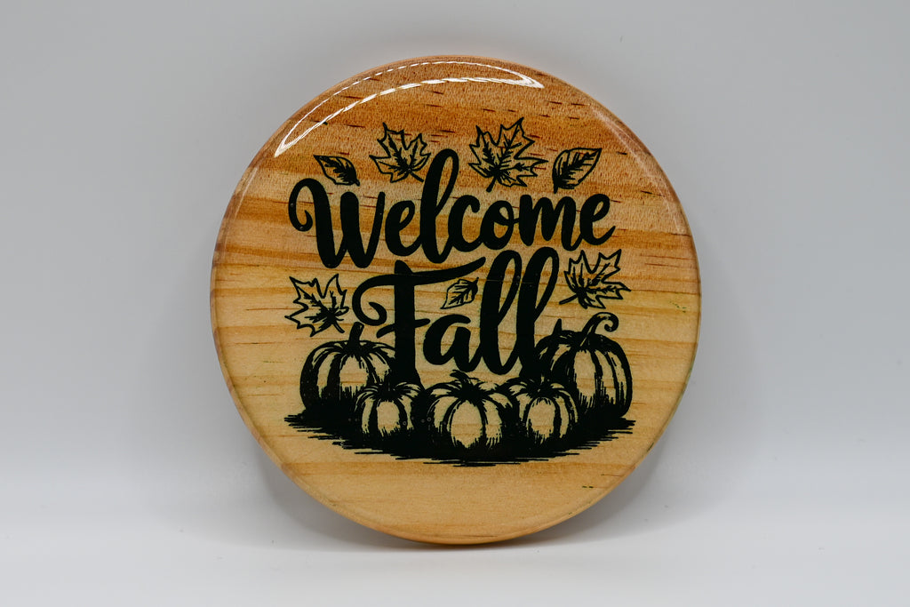 Welcome Fall – Laser Engraved Wood Coaster