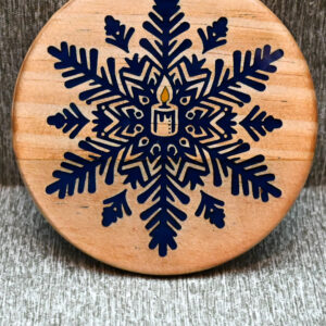 Wood Coaster - Candle in Snowflake