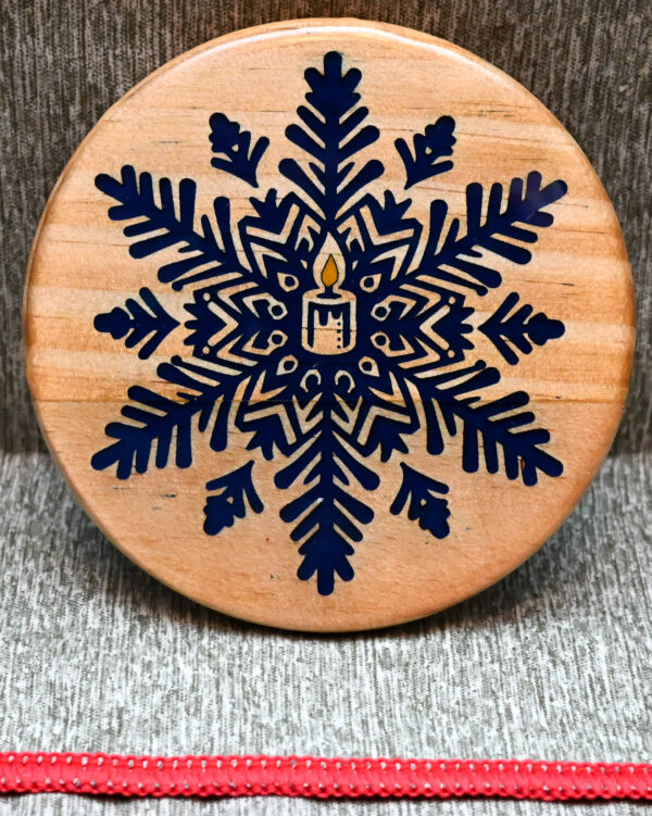 Wood Coaster - Candle in Snowflake