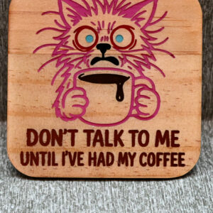 Wood Coaster - Coffee Cat