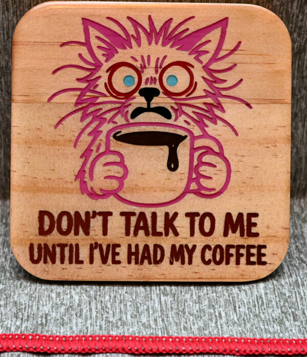 Wood Coaster - Coffee Cat