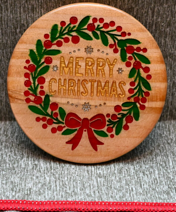 Wood Coaster - Christmas Wreath