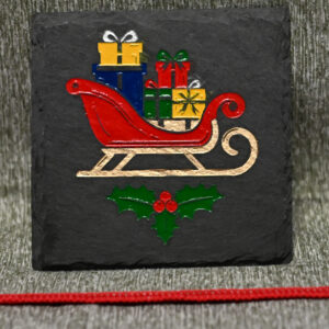 Slate Coaster - Holiday Sleigh