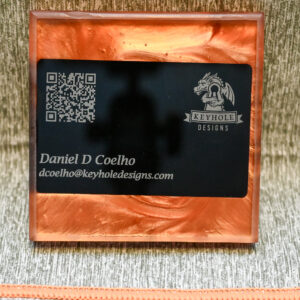 Single resin encased black and white photo
