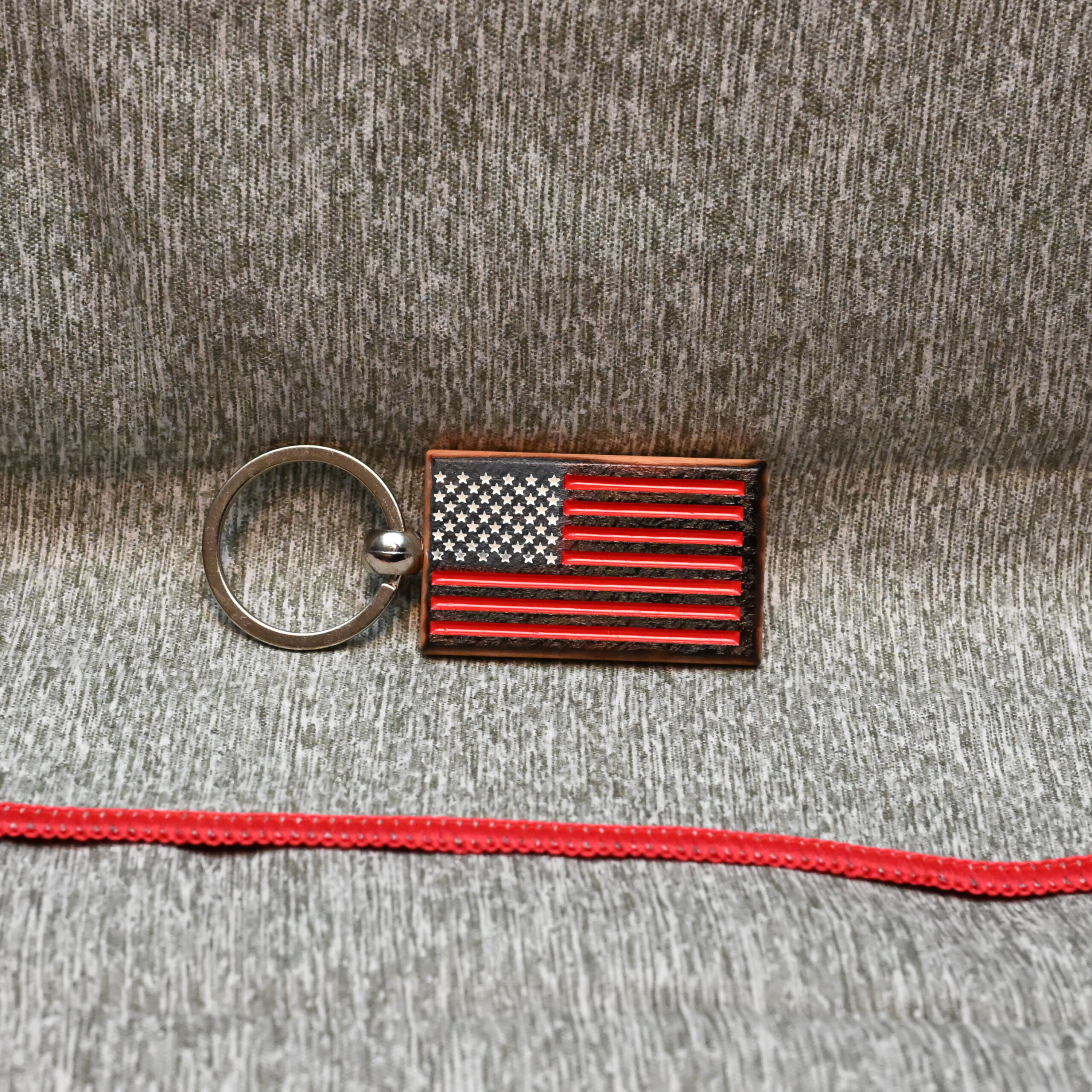 Wood American Flag Keychain - Image 2
