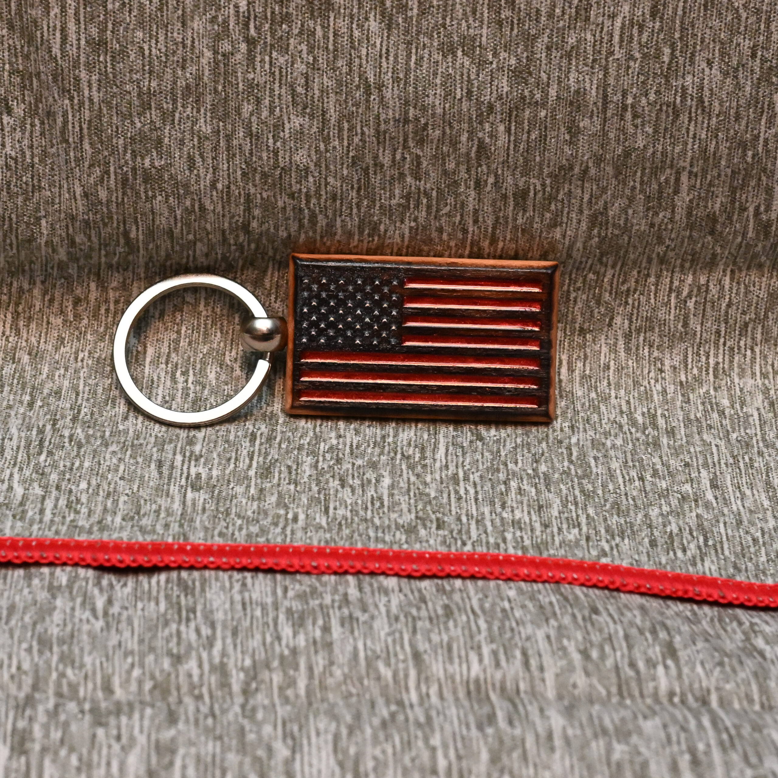 Wood American Flag Keychain - Image 3