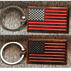 Wood American Flag Keychain
