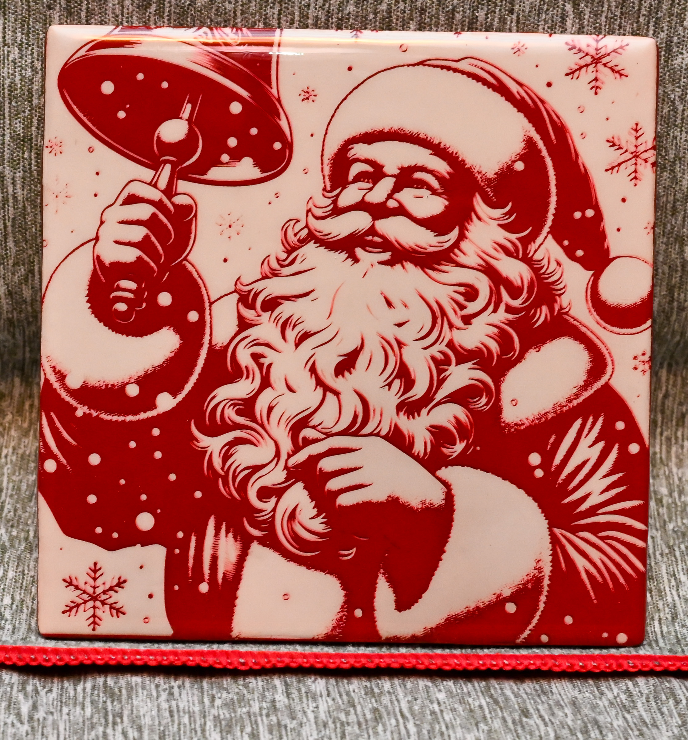 Tile Art - Santa Ringing Bell