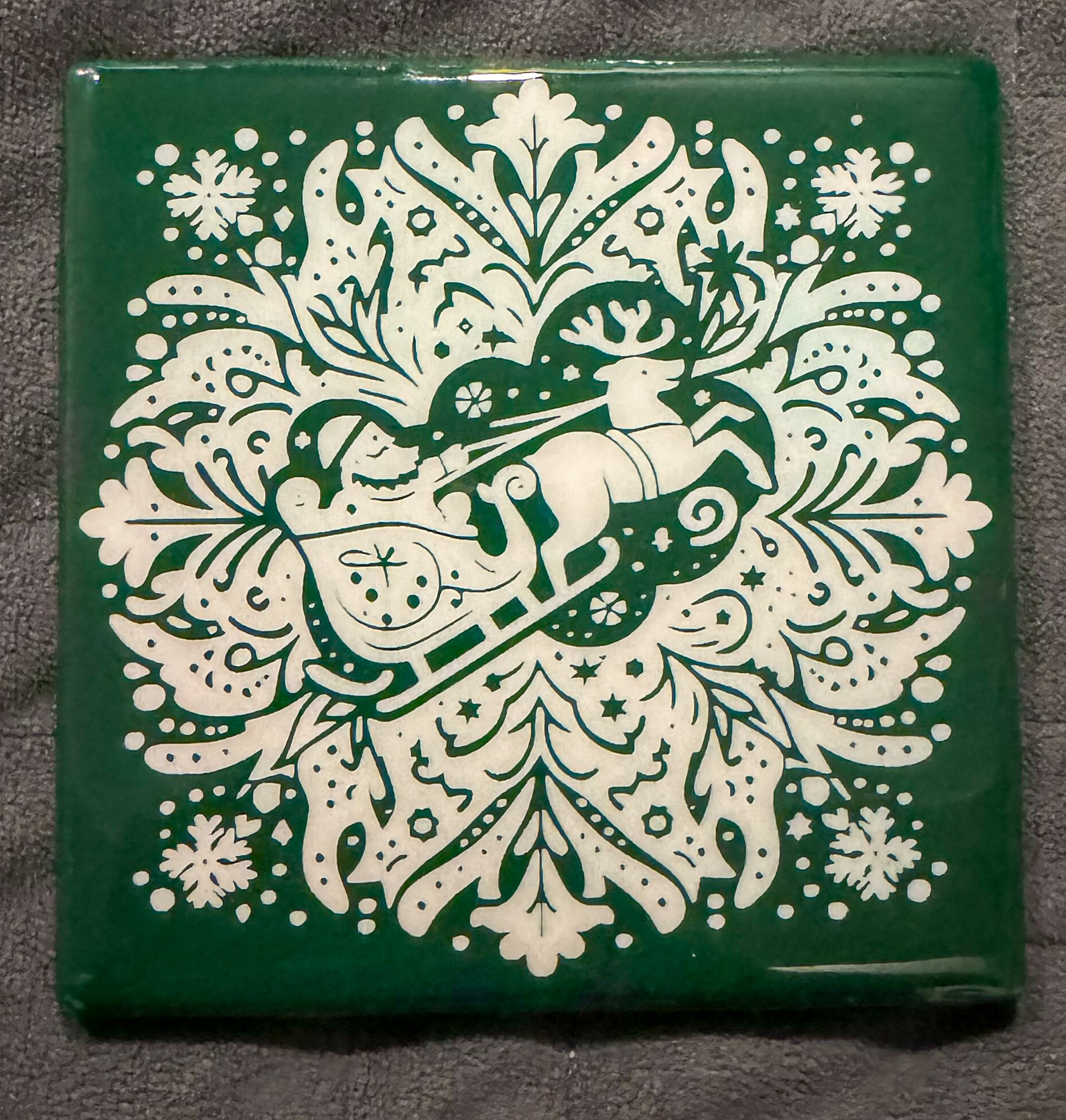 Tile Art - Santa Sleigh Snowflake - Image 2